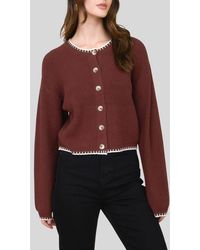 Blu Pepper - Contrast Stitch Button Front Cardigan - Lyst