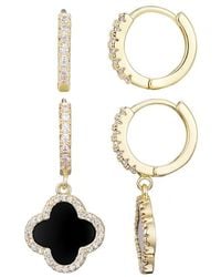 Adornia - Set Of 2 Assorted Cubic Zirconia Hoop Earrings - Lyst