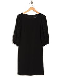 Connected Apparel Burnout Sleeve Dress In Black At Nordstrom Rack