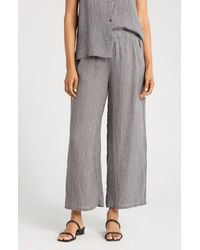 Eileen Fisher - Organic Linen Ankle Wide Leg Pants - Lyst