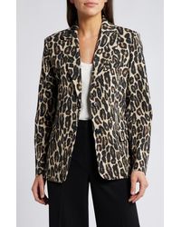 Theory - Leopard Print Wool Blend Jacket - Lyst