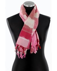 La Fiorentina - Checkered Print Fringe Trim Scarf - Lyst