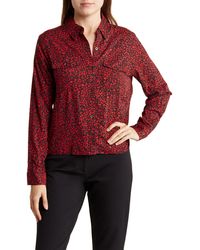 DKNY - Print High-low Woven Button-up Shirt - Lyst