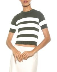 Alexia Admor - Pat Stripe Short Sleeve Sweater Top - Lyst