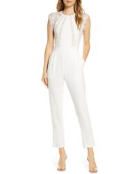 Adelyn Rae Jessie Lace Inset Jumpsuit - White