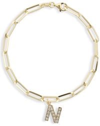 Meshmerise - Diamond Initial Charm Bracelet - Lyst