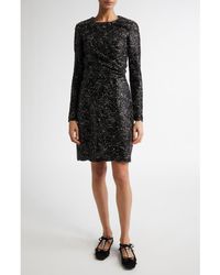 Giambattista Valli - Sequin Long Sleeve Tweed A-Line Dress - Lyst