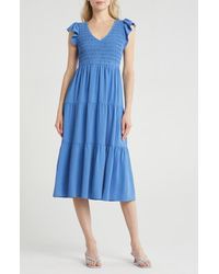 Blu Pepper - Flutter Sleeve Midi Dress - Lyst