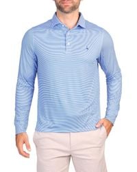 Tailorbyrd - Micro Stripe Printed Long Sleeve Performance Polo - Lyst