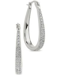 Sterling Forever - Cheryl Pavé Cubic Zirconia Teardrop Hoop Earrings - Lyst
