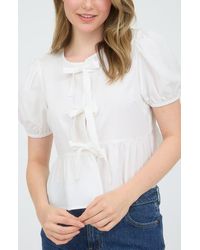 Blu Pepper - Bow Embellished Peplum Top - Lyst