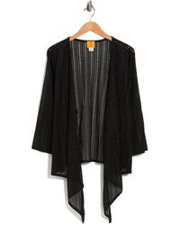 Ruby Rd. Metallic Knit Drop Needle Wrap Sweater In Black At Nordstrom Rack