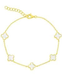 Simona - Mother-Of-Pearl Clover Station Chain Bracelet - Lyst