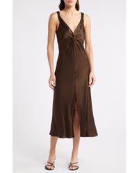 Rails - Viviana Knot Front Satin Midi Dress - Lyst