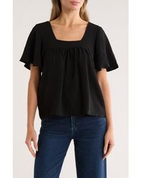 Bobeau - Square Neck Short Sleeve Top - Lyst