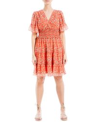 Max Studio - Georgette Ditsy Floral Print Tiered Dress - Lyst