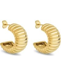 Sterling Forever - Philippa Ribbed Huggie Hoop Earrings - Lyst