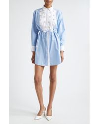 Cinq À Sept - Debbie Metallic Floral Appliqué Long Sleeve Cotton Blend Shirtdress - Lyst