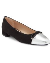 Stuart Weitzman - Sleek Cap Toe Bow Flat - Lyst