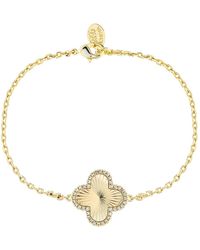 Rivka Friedman - 18K Clad Pavé Cz Clover Charm Bracelet - Lyst