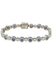 Suzy Levian - Sterling Silver Sapphire Filigree Diamond Accent Bracelet - Lyst
