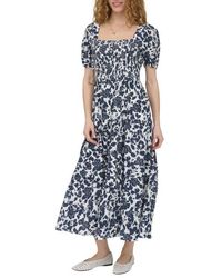 august sky puff sleeve midi dress AUGUST SKY Women's Floral Puff Sleeve Pleated Front Midi Dress, Olive Multi, Small
