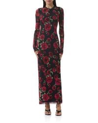 AFRM - Didi Printed Long Sleeve Mesh Maxi Dress - Lyst