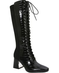 Ninety Union - Lark Croc Embossed Faux Leather Knee High Boot - Lyst