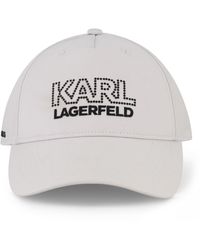Karl Lagerfeld - Studded Embroidered Logo Cotton Baseball Cap - Lyst