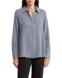 Pleione - Textured Long Sleeve Tunic Top - Lyst