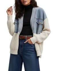 Saachi - Mixed Media Open Front Cardigan Jakcet - Lyst