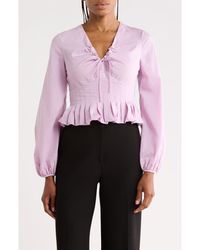 Rebecca Taylor - Allegra Stripe Long Sleeve Crop Peplum Top - Lyst