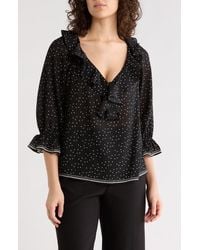Max Studio - Ruffle Front Floral Top - Lyst