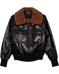 Mother - Faux Leather Pilot Jacket With Faux Fur Lining - Lyst