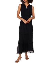 1.STATE - Tie Neck Sleeveless Tiered Maxi Dress - Lyst