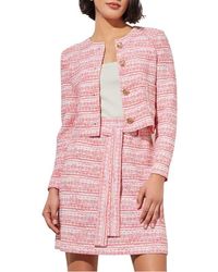 Ming Wang - Stripe Tweed Crop Jacket - Lyst