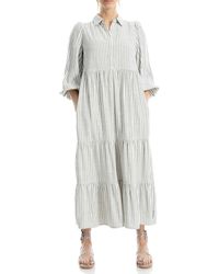 Max Studio - Stripe Tiered Maxi Shirtdress - Lyst