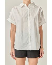 English Factory - Mixed Media Button Front Top - Lyst