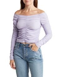Elodie Bruno - Ruched Off The Shoulder Long Sleeve Top - Lyst