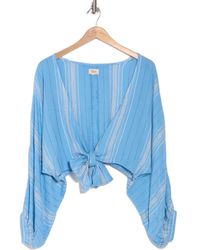 Elan - Yarn Stripe Tie Front Cover-Up Top - Lyst