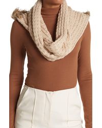 La Fiorentina - Faux Fur Hooded Cable Knit Infinity Scarf - Lyst