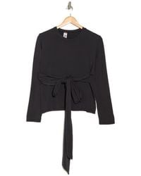 Go Couture - Tie Front Long Sleeve Knit Top - Lyst