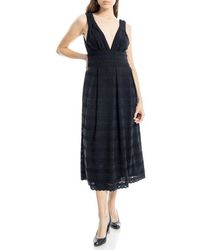 Max Studio - Plunge Neck Sleeveless Fit & Flare Midi Dress - Lyst