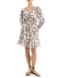 Max Studio - Long Sleeve Smocked Georgette Minidress - Lyst