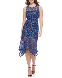 Kensie - Floral Embroidered Sleeveless Midi Dress - Lyst