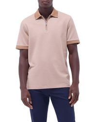 Bugatchi - Contrast Trim Zip Polo - Lyst