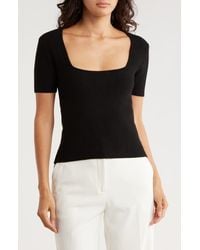 Muse - Square Neck Ribbed Crop Top - Lyst