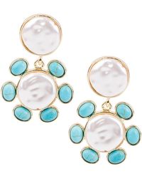 Saachi - Cadence Floral Imitation Pearl Turquoise Dangle Earrings - Lyst