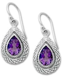 Samuel B. - Pear Amethyst Sterling Silver Filigree Earrings - Lyst