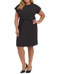 London Times - Short Sleeve Bow Waist Sheath Dress - Lyst